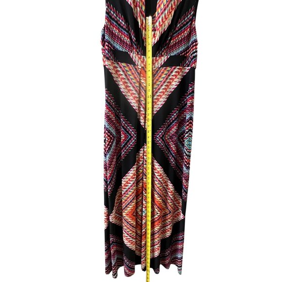 Chicos Geometric Print Sleeveless Maxi Dress 2 Draped Neckline Colorful Tribal - Picture 12 of 16